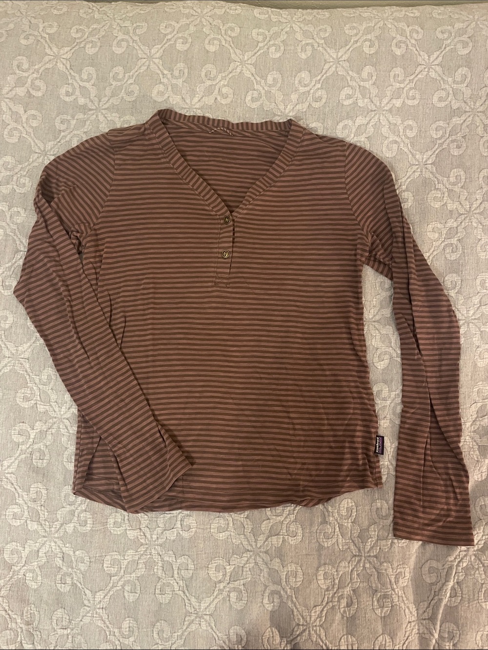 Patagonia Brown Striped Long-Sleeve Henley